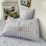 Popxstar  Plaid Bow Knot Pillow Cover Korean Y2k Fashions Girlish Heart Blackpink Room Decor Sleeping Pillow Cover Bedroom Decoration Gift