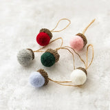 Popxstar New Year 6pcs Xmas Tree Ornament Wool Felt Pine Tower Ball Pine Cone Acorn String DIY Material Pendant Christmas Decor Home