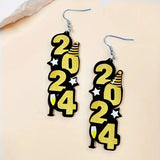 Popxstar Delicate Number 2024 Christmas Dangle Earrings Cute Party Style Acrylic Jewelry Creative Christmas Party Female Earrings