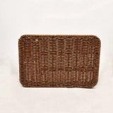 Durable 4 Grids Plastic Woven Storage Basket Anti-Slip Rectangular Kitchen Drawer Organizer Washable Cutlery Organizer Forks