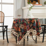 Popxstar  Table Cloth American Style Jacquard Iris Bird Plant Table Cloth Thick Tablecloth