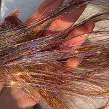 Popxstar Shiny Threads Glitter Hair Tinsel Kit Gold Silk Hair Glitter String Extensions Accessories for Women Headdress