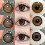 (0.00~-8.00) Mill Creek 1Pair Colorful Contact Lenses for Eyes Myopia Soft Lens Brown Eyes Nature Color Lenses Grey Beauty Pupil