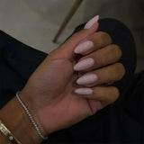 Popxstar  24Pcs Almond False Nails Pink Gradient Simple with French Design Wearable Fake Nails Short Full Cover Press on Nail Tips Art