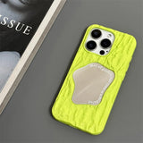 Luxury 3D Rock Pattern Makeup Mirror Rose Phone Case for IPhone 17 Air 16 16E 15 14 13 12 11 Pro Max Solid Shockproof Cover