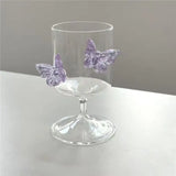 Popxstar Three-dimensional Butterfly Wine Glass Simple Round Glass Cup Creative Handmade Glass Wine Glasses  Champagne Cocktail Cup Gift