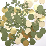 Popxstar  1Pack Sage Leaves Confetti Green Gold Pink Round Paper Confetti Wedding Birthday Party Decorations Baby Shower Table Scatter
