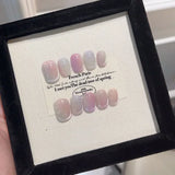 Popxstar  10Pcs Handmade Press on Nails Blue Cat Eye Fake Nails with Butterfly Decoration Wearable Stick-on Nails Full Cover False Nail