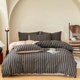 New 100% Cotton Bedding Set 1pc Duvet Cover and 2pcs Pillowcases  Plaid Soft Skin Friendly Bedding Single and Double King Size