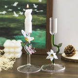 Popxstar  1pc Creative Glass High Footed Light Luxury Romantic Candle Holder Ornament for Home Decoration