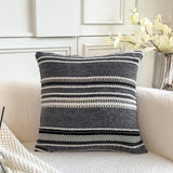 18x18Inch Boho Throw Pillow Covers Chenille Textured Striped 45x45cm Cushion Cover Sofa Pillow Cover for Living Room Home Decor