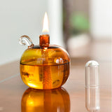 Popxstar  Glass Candle Holder Spherical Oil Lamp Room Decoration with Lid Candle Holder Home Furnishing Desktop Smoke Free Crispy Oil Lamp