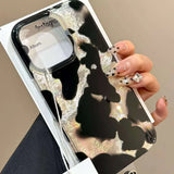 Popxstar Gradient Ink Marks Laser Phone Case For Phone 16 15 14 13 12 11 Pro Max XS X XR 7 8 Plus Stylish Leopard Print Back Bumper Cover