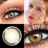 A Pair of Color Contact Lenses Diamond Series Blue Brown with Eye Contact Prescription Strap Diopter Corrected Lenses Naturally