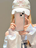 Cartoon Cute 3D Cat Ears Plating Silver Transparent Phone Cover For iPhone Air 15 14 13 12 16 17 Pro Max Case