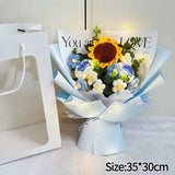Popxstar  Hand Knitted Flower Bouquets Graduation Flower Bouquet Crochet Flowers Bouquet Finished Flower Bouquet Graduation Ceremony Gifts