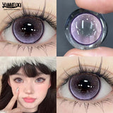 Popxstar  1 Pair Annual New Colored Contact Lesnes for Eyes with Degree Purple Lenses Yearly Natural Color Cosmetics Fast Shipping