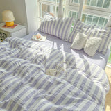 Popxstar  Nordic Bedding Set Ins Popular Striped Duvet Cover Set Bed Sheets Set Single Twin Full Queen Size Skin-Friendly Soft Bedding