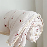 Popxstar Baby Camellia Rose Print Muslin Blanket Quilt for Summer Infant Floral Muslin Comforter Napping Cover for Baby Bedding Quilts