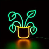 Potted Four Leaf Grass LED Neon Sign, For Wall Decor Light Up Signs USB Powered Light, For Bedroom Room Wedding Party Decoration