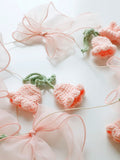 Popxstar  Handmade Crochet Flower Garland, Pink Floral Banner with Bows, Baby Shower, Wedding, Nursery, Party, Boho Wall Decoration Gifts