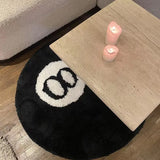 popxstar 1 Pack Black Billiards 8 Ball Round Flocked Floor Bedroom Anti-Slip Carpet Mat Living Plush Soft Bedroom Rug