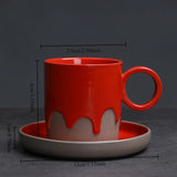 Creative Retro Coarse Ceramic Flow Glazed Coffee Cup Plate Set Latte Cup Home Makeup Cup