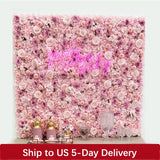 Popxstar Silk Rose Flowers 3D Backdrop Wall Wedding Decoration Artificial Flower Wall Panel for Home Decor Backdrops Baby Shower