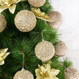 Popxstar 12pcs 8cm Christmas Tree Balls Ornaments Glitter Gold White Bauble Pendants Xmas Tree Hanging Decoration For Home Noel New Year