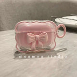 Popxstar Ins 3D Bow Wave Case for Apple AirPods 1 2 Cases Pink Floral Girls Cover for AirPods 3 Air Pods Pro Wireless Box With Keychain