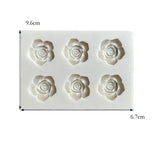 Popxstar 6Cavity 3D Rose Shape Silicone Mold DIY Flower Fondant Chocolate Mousse Jelly Cupcake Baking Tool Clay Plaster Resin Craft Mould