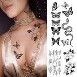 Popxstar  Wholesale Waterproof Temporary Tattoo Sticker Flash Tattoos Lip Print Butterfly Flowers Body Art Arm Fake Sleeve Tatoo
