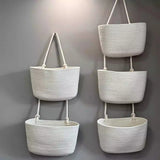 Wall-mounted storage basket storage bag hand knitting Cotton fabric material Nordic style kitchen household Small item storage