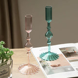 Popxstar  Retro Glass Candle Holder Wedding Supplies Candlelight Dinner Candlestick Props Ornament High Footed Candlestick Home Decoration
