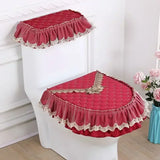 3D Embroidered Toilet Seat Mat Lace Ruffle Edge Toilet Cover Zipper Style Thick Universal Toilet Seat Cushions