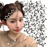 Popxstar 2/50Pcs Y2K Silver Star Hair Clips for Girls Filigree Star Metal Snap Clip Hairpins Barrettes Hair Jewelry Nickle Free Bobby Pin