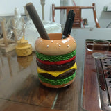 Popxstar Hamburger Pen Holder Pencil Holder for Desk Hamburger Handmade Pencil Holder Bedroom Desk Organizers Desk Accessories Decoration