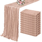 Popxstar 10PCS Set Semi-Sheer Gauze Wedding Table Runner Sage Green Cheesecloth Table Dining Party Christmas Banquets Arches Cake Decor