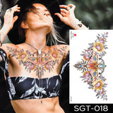 Popxstar Large Chest Waist Shoulder Back Waterproof Temporary Tattoo Sticker Lace Gemstone Flower Fake Tatoo Underboob Body Art For Women