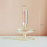 Popxstar Glass Candle Holder Home Decor Nordic Rainbow Vase Flower Table Living Room Decoration Candlestick Holder for Wedding