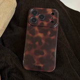 Popxstar  Korean INS Amber Retro Brown Phone Case for IPhone 11 12 13 15 Pro 14 16 17 Pro Max Shockproof Protective Lamber Back Cover Case
