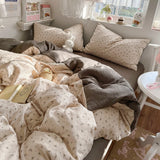 Popxstar  Class A simple high-end three-layer yarn bedding four-piece set, bed sheet quilt cover, dormitory three-piece set