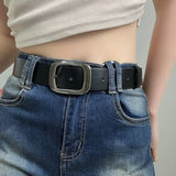 Popxstar Belt Women's New Retro American Niche Student Decoration Jeans with Versatile Black Casual Trend Belt