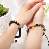Popxstar Magnet Couple Bracelets for Woman Men Romantic Heart Matching Lovers Natural Stone Beads Yoga Bracelet Valentine Gift Jewelry