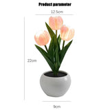 Popxstar Tulip Table Lamp LED Bedside Lamp Simulation Flower Bouquet Bedroom Bedside Romantic Atmosphere Birthday Gift Home Decoration
