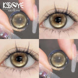 1pair Contact Lenses Bling Pupils With Diopters Blue Lenses Brown Color Contacts Gentle Contact Lenses for Girls Contacts