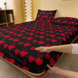 Popxstar 1 Simple Modern Heart-shaped Printed Matte Fitted Sheet, Bedroom Printed Bed Cover, Bedding (excluding Pillowcases)