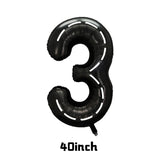 Popxstar  40inch Race Car Birthday Balloons Large Black Number 1 2 3 4 5 6 7 8 9 Foil Balloon for Kids Birthday Race Car Party Decor Suppl