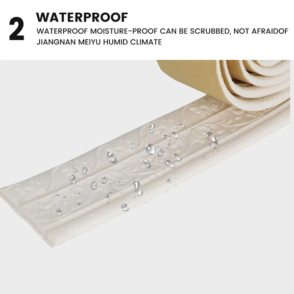 Popxstar 3D Foam Wall Edge Strip Stickers Self-Adhesive Waterproof Bas ...