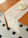 Table Runner Lace Cotton Blended Fabric with Tassel For Coffee Table Decor Wedding Decoration